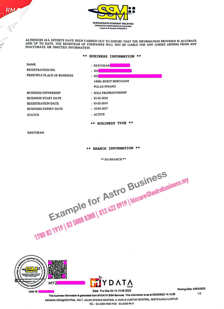 SSM Business Info